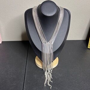 New York Collection Silver Multi Chain Collar Choker Statement Elegant Necklace